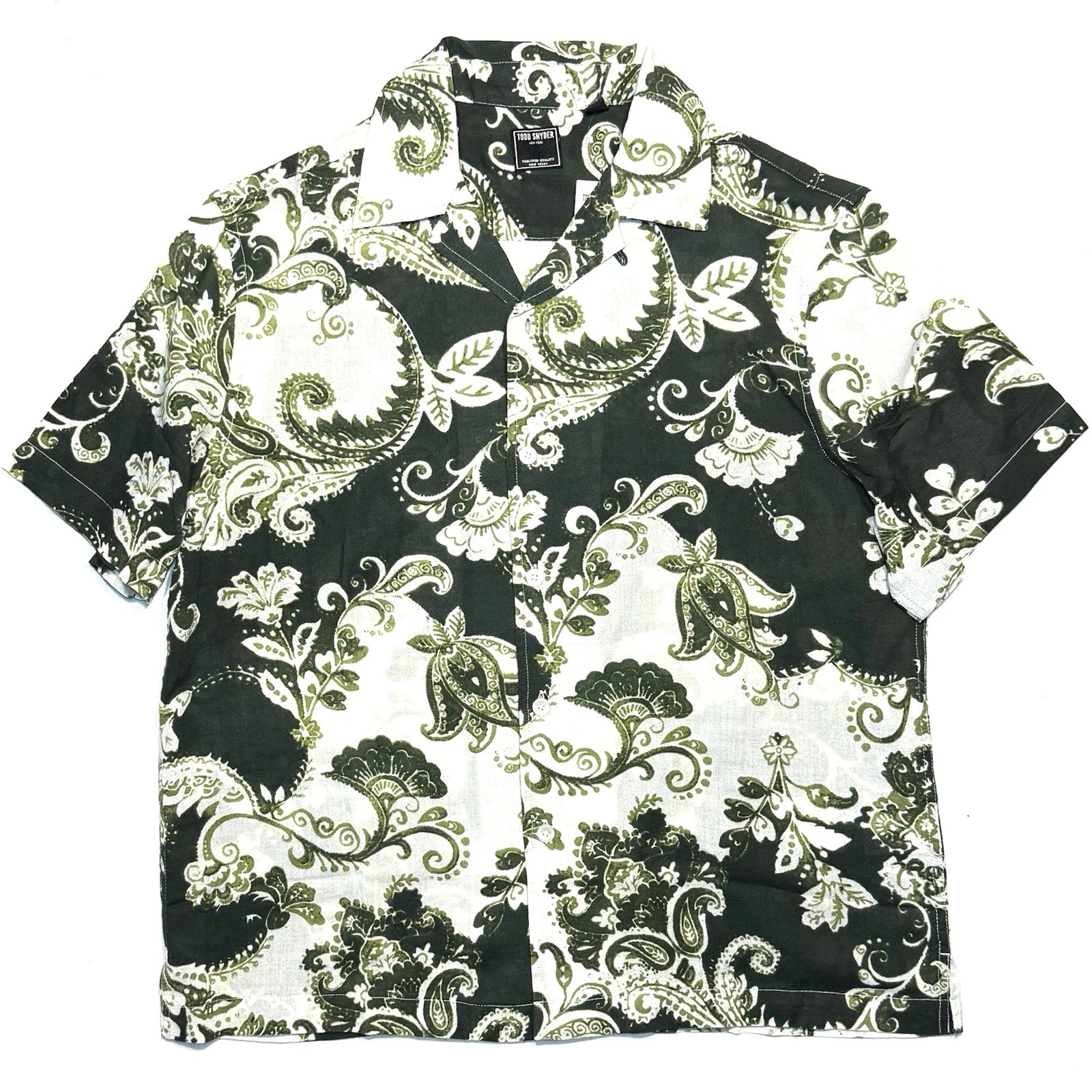 TODD SNYDER Mens Abstract Paisley Floral Crepe Camp Shirt Green (MSRP $228)
Opens in a new window or