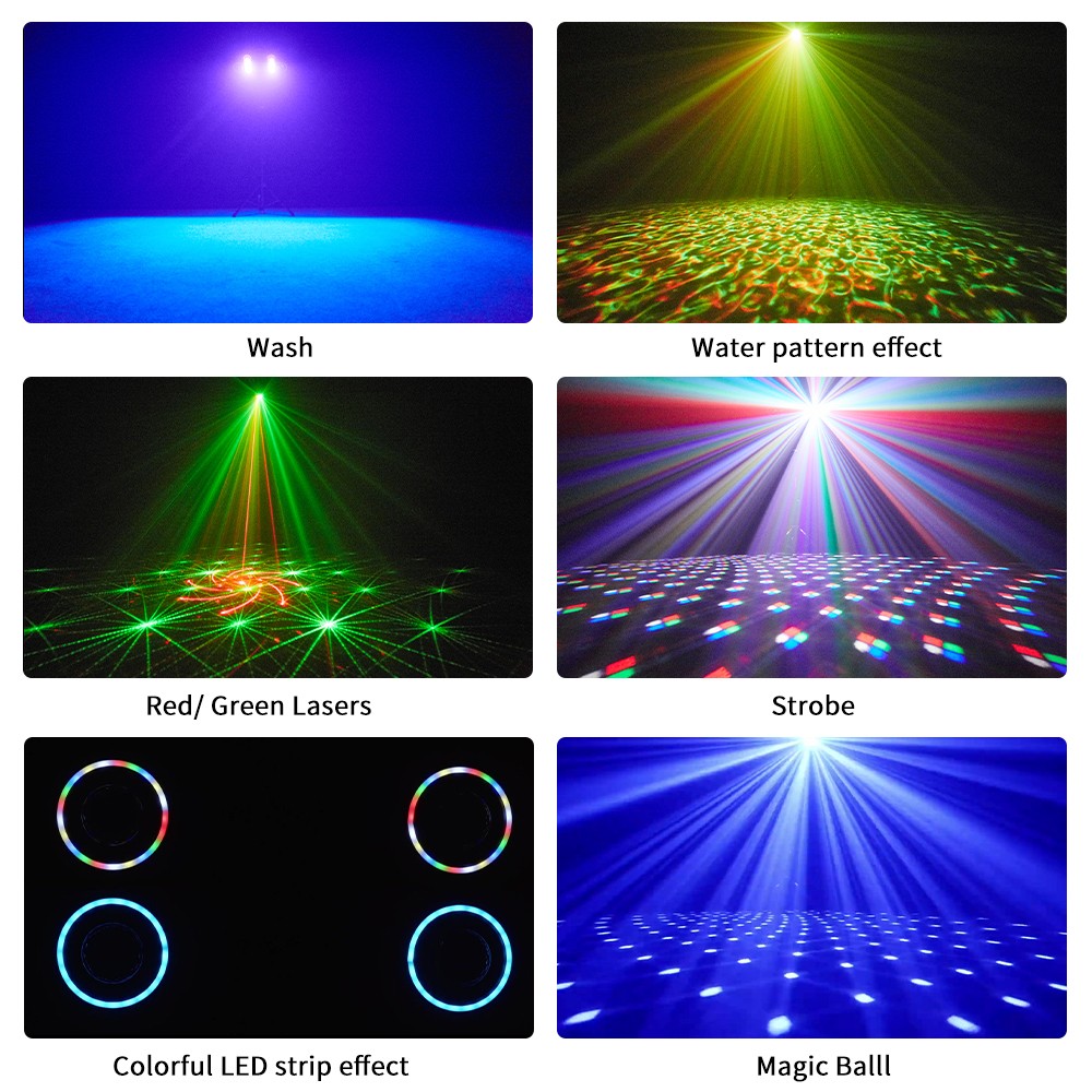 DJ Lights 7 in 1 LED Moving Head Effect Stage Laser Par Lighting System DMX