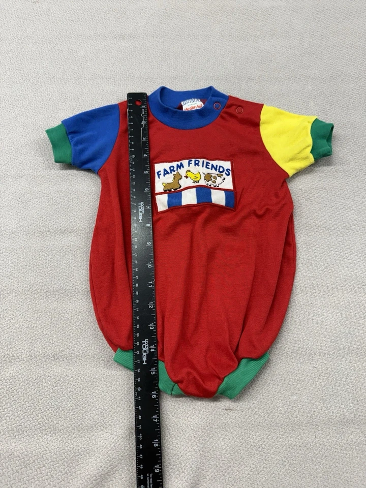Mameluco Vintage Healthtex Colorblock Una Pieza Granja Amigos Bebé Talla 18M Foto 3 de 4