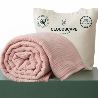 CLOUDSCAPE 4 Layer Muslin Blanket for Adults, 100% Cotton Blanket King Size, ...