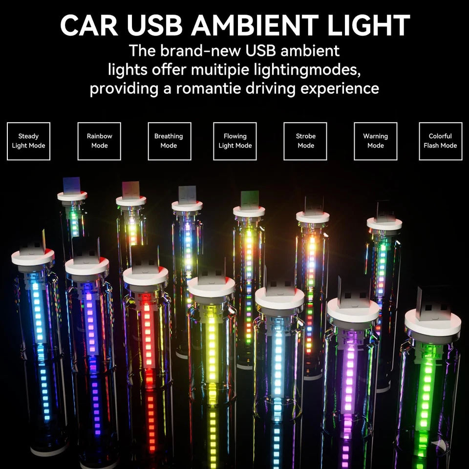 Mini bombilla de vidrio RGB con control táctil luces LED ambientales nocturnas USB para automóvil 4 piezas Foto 3 de 4