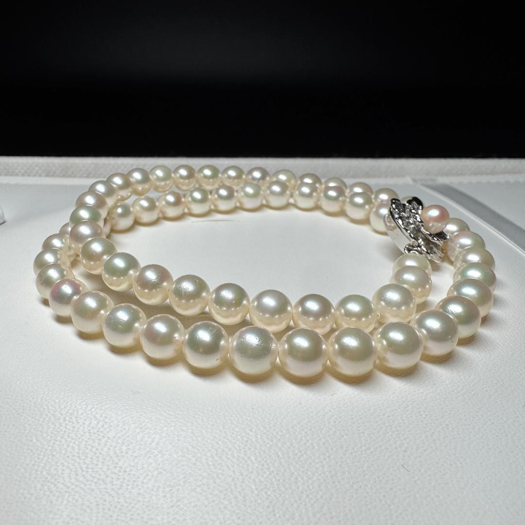Akoya Pearl Necklace Silver White 6.5-6.8mm From Japan