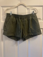 Old Navy Green Linen-Blend Pull-on Drawstring Shorts - Sz Medium