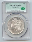 1881-S Morgan Silver Dollar, CAC Unc Details