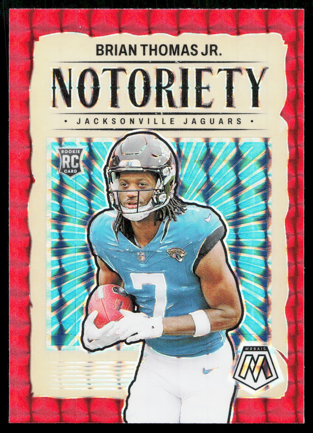 2024 Panini Mosaic #25 Brian Thomas Jr. Notoriety Mosaic Red