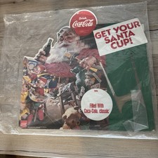Coca Cola 1992 Santa Claus Christmas Holiday Cardboard Advertising Sign