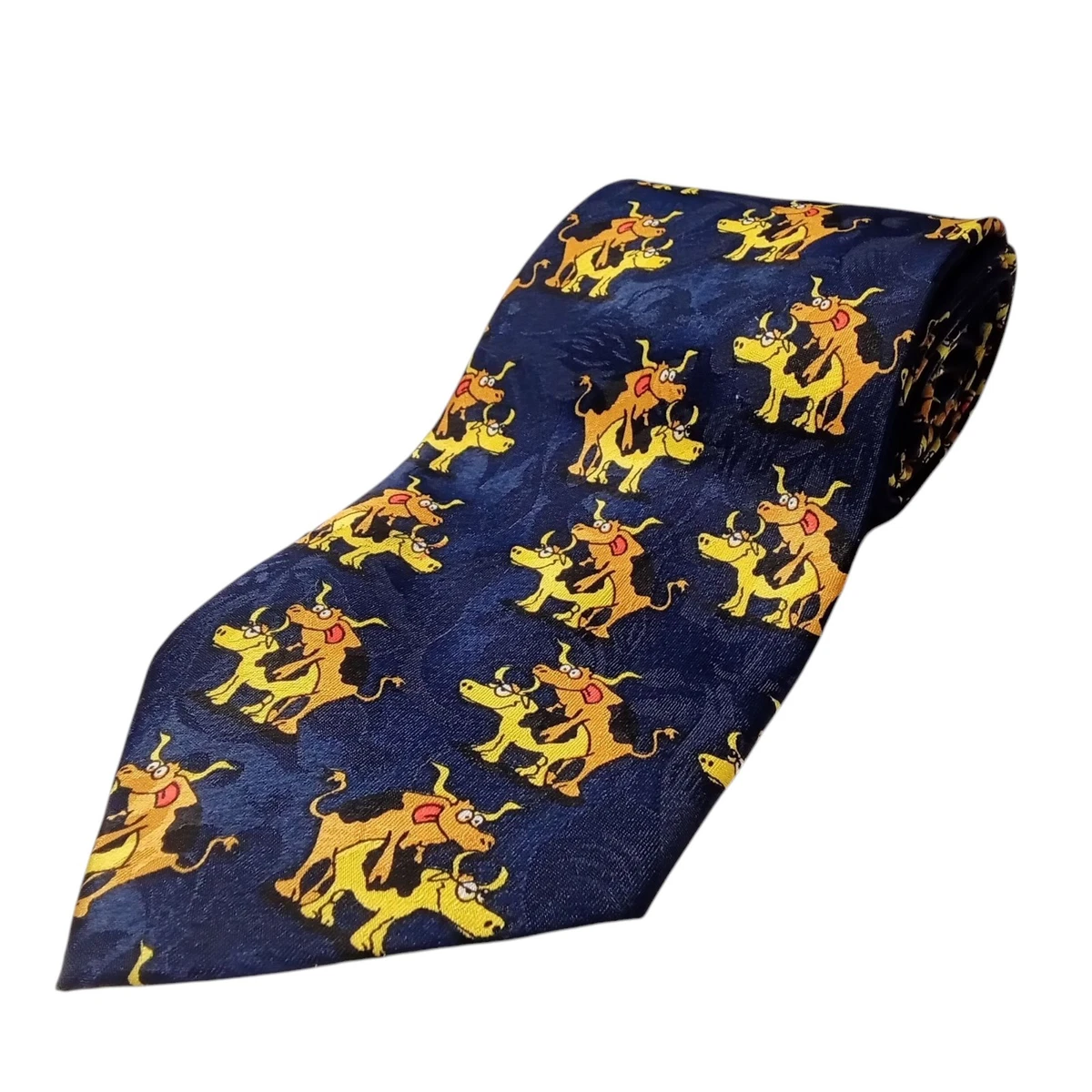 ROGER DAVID neck tie blue cows naughty novelty making beef