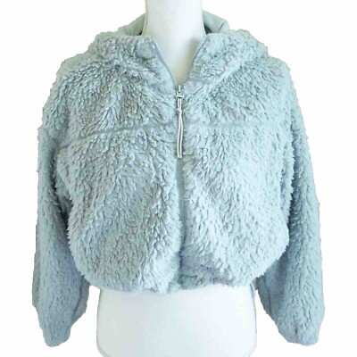 BDG URBAN OUTFITTERS Zip Up Fuzzy Cropped Hooded Teddy