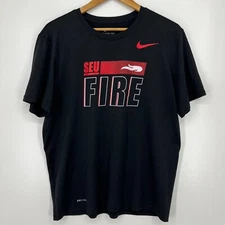 Nike T-Shirt Men's L Black Red SEU Southeastern Fire NCAA Logo Short Sleeve