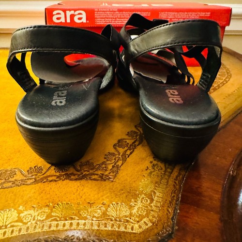 ara Womens Peony Dress Black Solftcalf Leather Gladiator Sandals Size 10 NEW - Picture 10 of 12