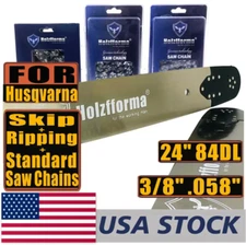 US Holzfforma 24" 3/8 .058 84DL Guide Bar Saw Chain For Husqvarna 61 66 266 268