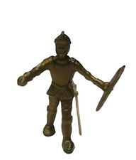 Medieval Knight vtg plastic toy figure England 1960s Britain marx Bronze shield