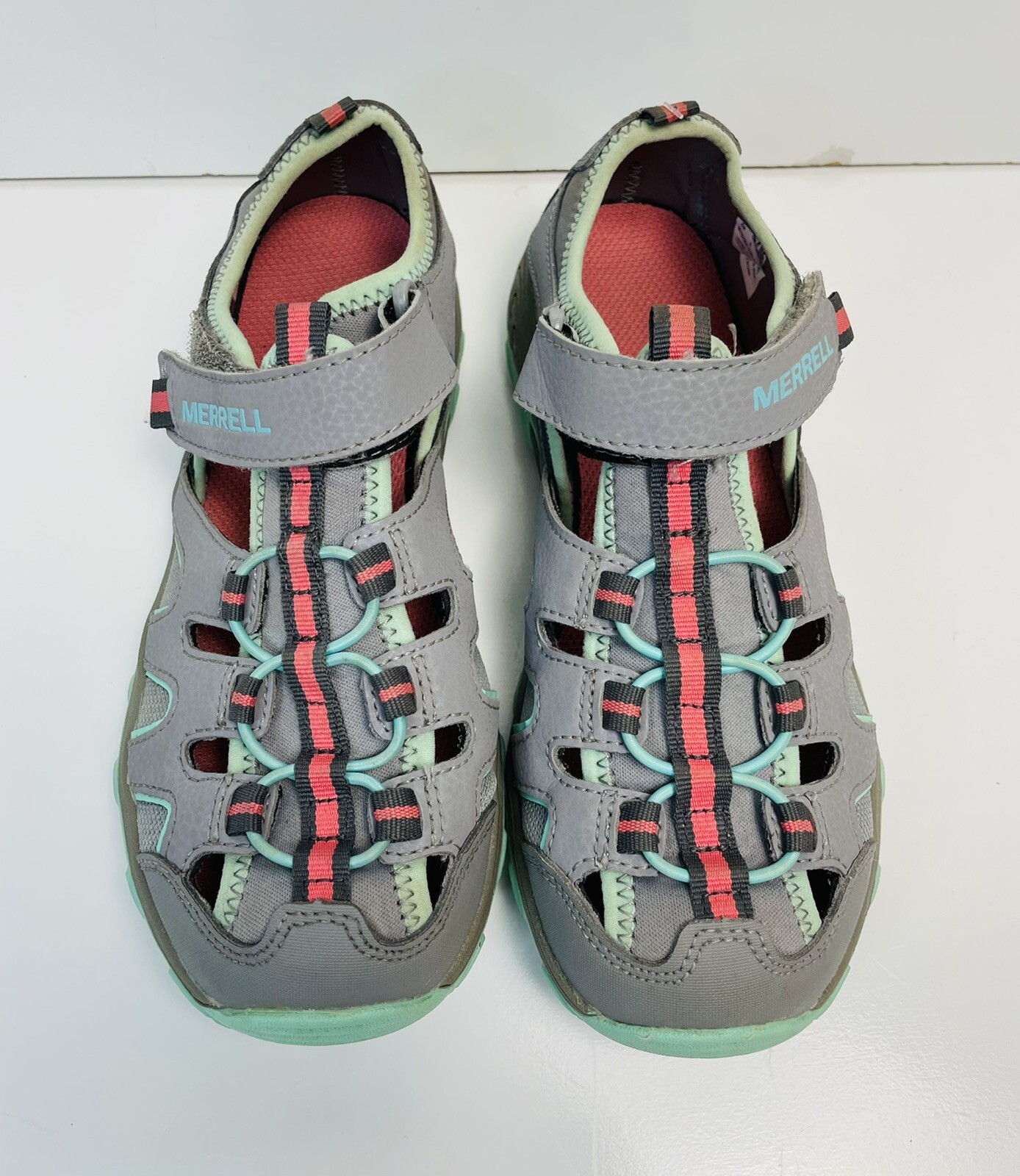 Sandali freschi Merrell Select da donna taglia 4M grigio verde cinturino cuscino comfort