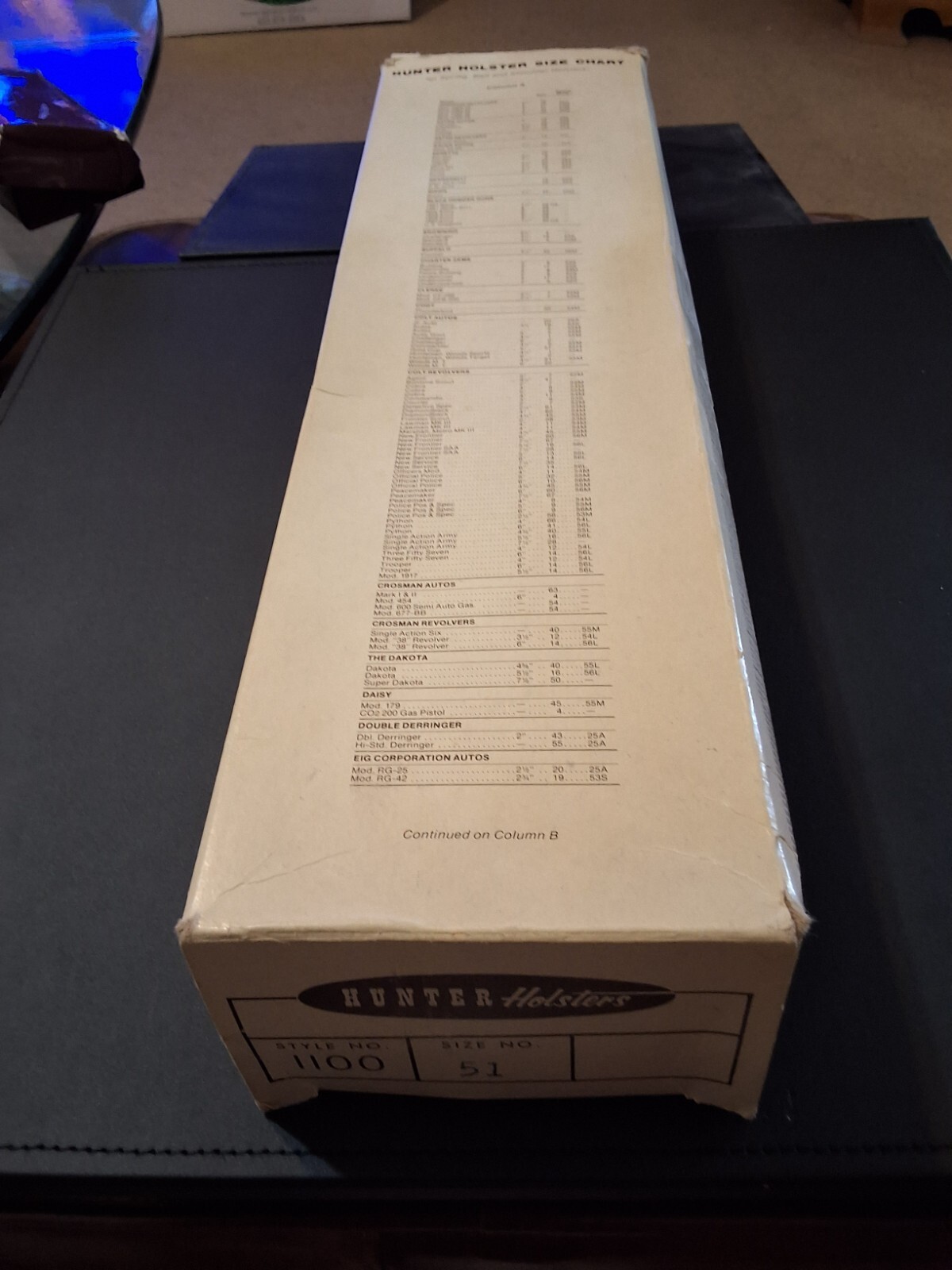 VINTAGE HUNTER BROWN LEATHER HOLSTER 1100 51 R/H RUGER BLACKHAWK, HAWKEYE NOS