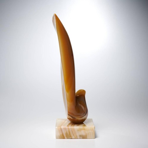 Scultura uccellino colomba grande metà secolo pietra onice astratta 15"h vintage - Foto 4 di 6