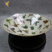 6.9" China Old Famille Rose Porcelain Hand Painted Butterfly Design Big Bowl