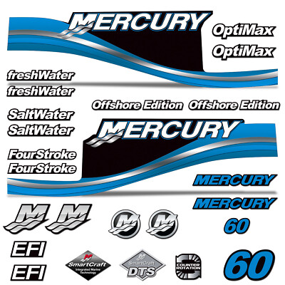 Mercury 60 Four 4 Stroke Decal Kit Outboard Engine Graphic Motor Stickers GREEN