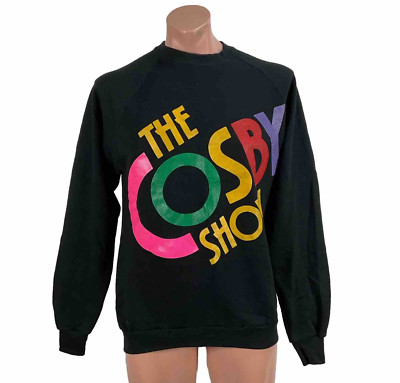 Vtg NWOT 80s The Cosby Show Jerzees Bill Cosby TV Show PROMO Black Sweatshirt XL