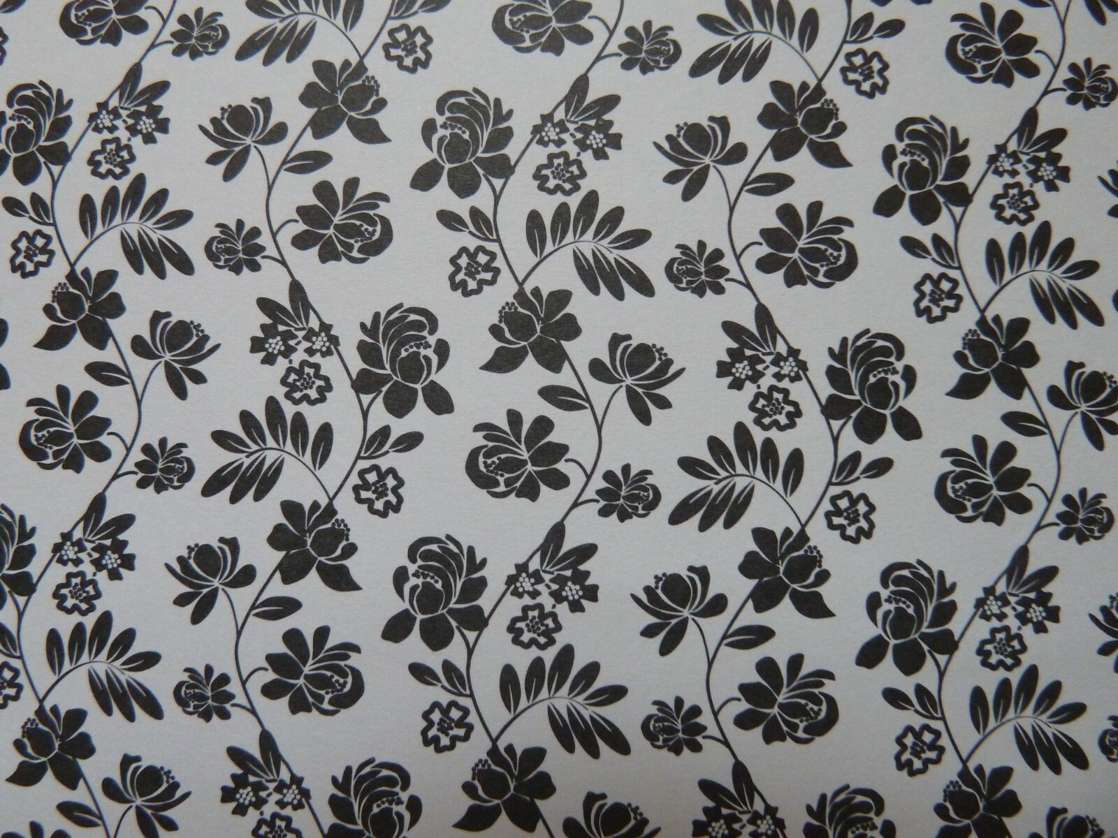 Dolls House Wallpaper Black Floral Interior Décor Miniature 1:12th Scale