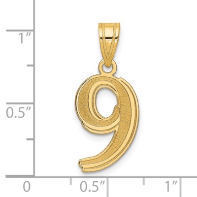 14K Yellow Gold Polished Etched Number 9 Pendant | eBay