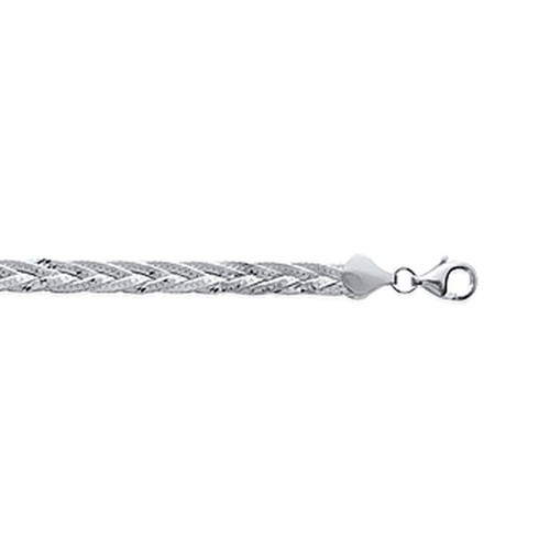 Bracelet Maille Jaseron Large En Argent 925/1000 Rhodié - Garanti Sans Nickel - Marque Petugons