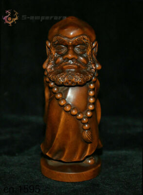Folk China Boxwood Wood Carved Arhat Damo Bodhidharma Dharma