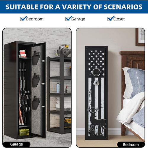 KAER 6 Gun Safe – Digital Rifle & Pistol Cabinet w/ LED Light & Dual Lock System - Picture 6 of 14