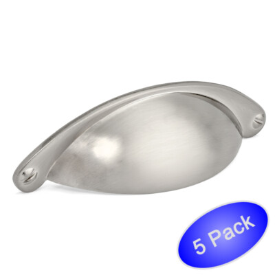 5 Pack Cosmas Cabinet Hardware Satin Nickel Cup Pulls 4199sn