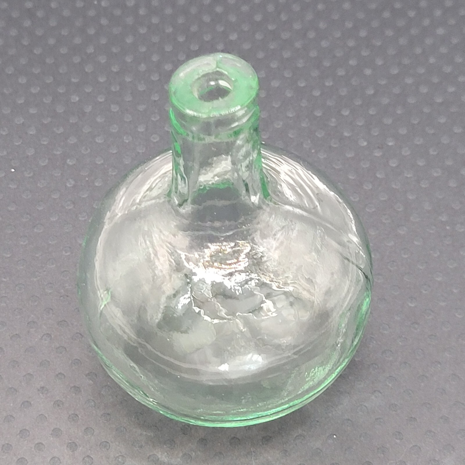 Green Tint Miniature Clear Glass Bottle Jug Balloon Stem Vase Decorative