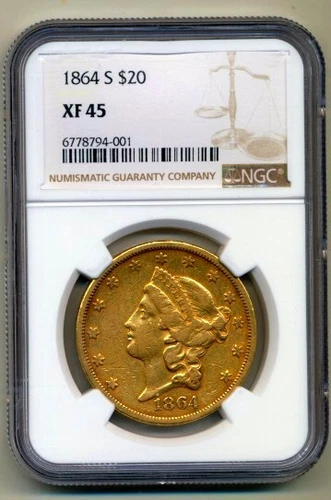 1864-S NGC XF45 $20 Gold Liberty Double Eagle