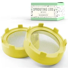 Elementi Sprouting Kit for Wide Mouth Mason Jars, Set of 2 Sprouting Lids, Sp...
