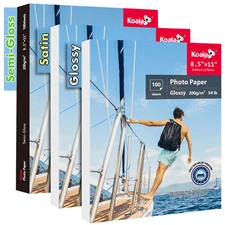 Koala 200g Photo Paper 8.5x11 54lb Inkjet Printer, Semi-gloss / Satin / Glossy