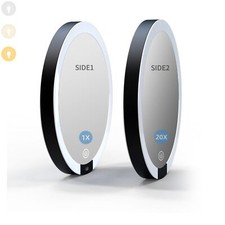 6" Double-Sided 1X/20X Magnifying MirrorLED Vanity Mirror Large Lighted Makeu...