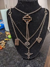 Set of 2 Harley-Davidson Women's Toggle Bar Shield Dangle Charm Necklaces