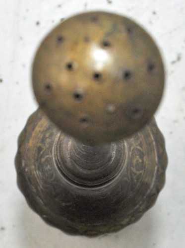 Antique Brass Gulabdani Holy Water Bottle Original Old Hand Crafted Engraved - Picture 5 of 7
