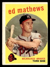 1959 Topps Eddie Mathews #450 Gray Back Milwaukee Braves VG-EX Y2996