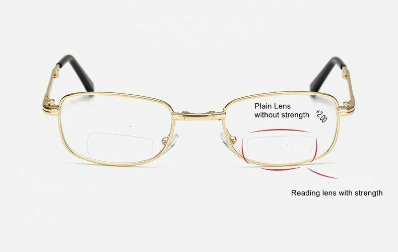 Unisex Folding Bifocal Reading Glasses Metal Readers 1.0 1.5 2.0 2.5 3.