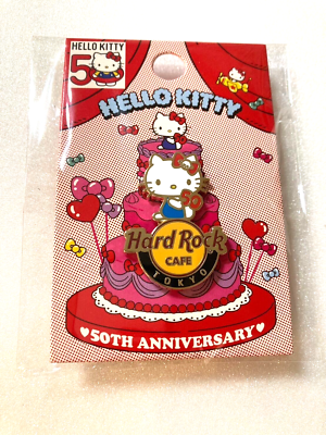 【未使用】ハードロックカフェ　バッチ　HELLO KITTY 50TH PIN hello kitty pins 50th Anniversary Limited Edition Hard Rock Logo