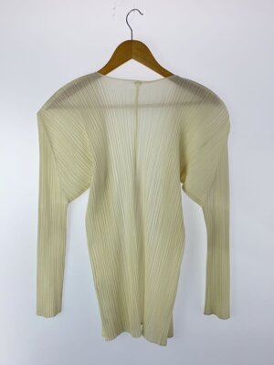 PLEATS PLEASE ISSEY MIYAKE◆カーディガン(薄手)/3/ポリエステル/BEG/PP04-J0607 PLEATS PLEASE ISSEY MIYAKE(プリーツプリーズイッセイミヤケ
