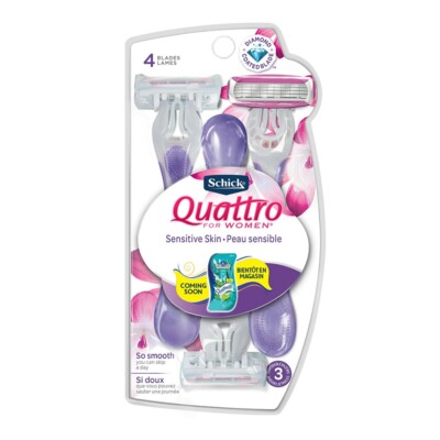 Schick Quattro For Women Disposable Razors for Sensitive Skin, 3 Count