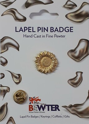 SONNENBLUME Pflanze, englische Zinn Anstecknadel Anstecker, Mantel-Hut Abzeichen BEW121