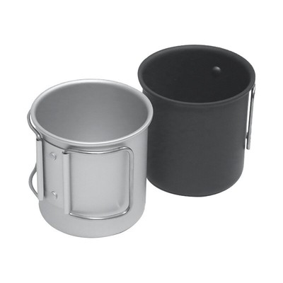 Portable ultra light aluminum alloy camping cup in black and silver