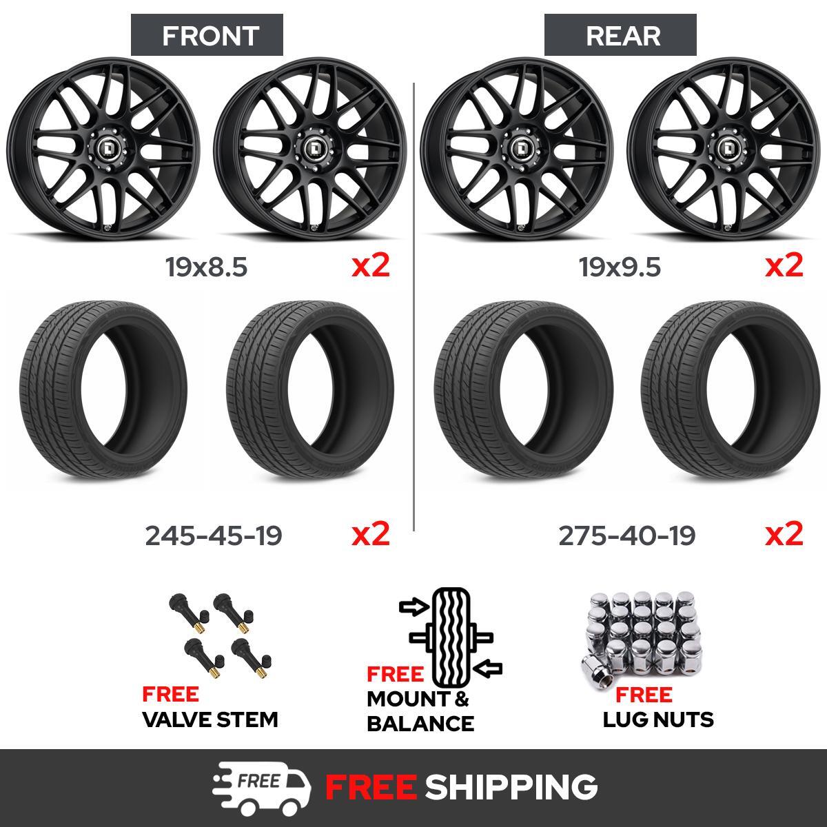 19" DRAG DR-37 w/ 19" Performance Wheel & Tire for 2015-2016 Hyundai ...