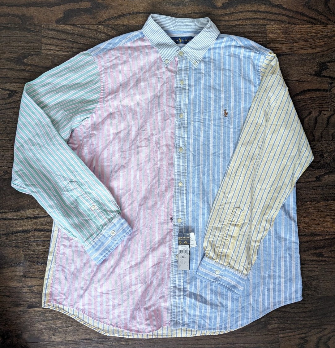 Mens Ralph Lauren Multi Color Striped Button Down Oxford Shirt Sz