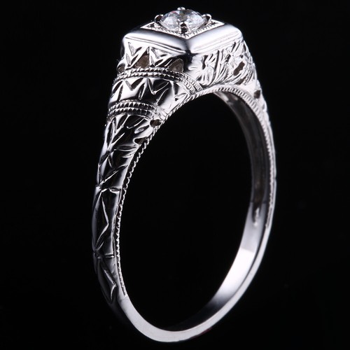 Silver Prongs Aaa Graded Flawless Cubic Zirconia Engagement Wedding Fine Ring - Picture 9 of 9
