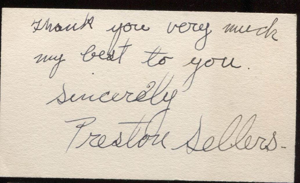 Preston Sellers Signed Card  Autographed Authentic Signature