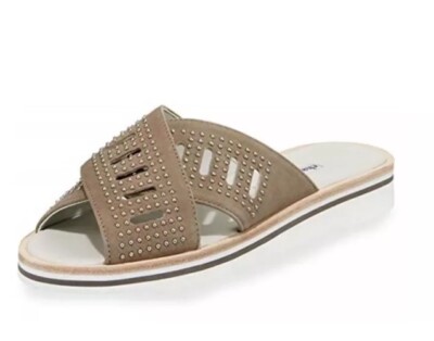 Women's Charles David Sneaky Studded Beige Leather Slide w/ BOX Size 10