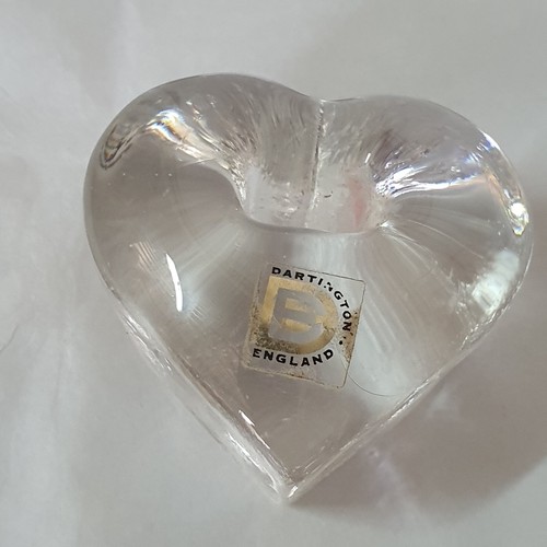 Dartington Crystal Glass Heart Shaped Paperweight and Pen Holder 1970s