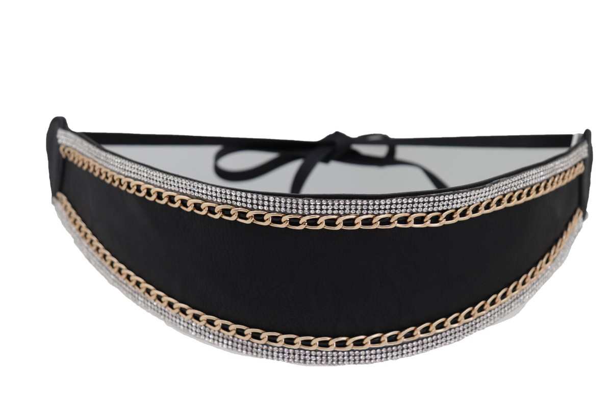 2112 Women Wide Faux Leather Kimono Fashion Wrap Around Tie Belt Waist SALE Wide Leather Obi Belt with Braided Tassel Tie – the  main image 2