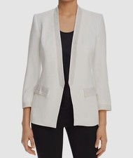 598 Kobi Halperin Women's Ivory Open-Front Embroidered Blazer Jacket Size M